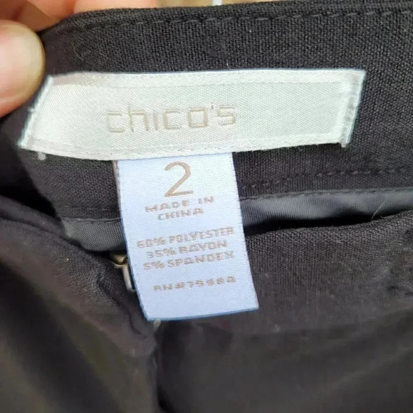 Chico's Black Ankle Pants Women's Size Large Cuffed Hem Wide Leg - Picture 3 of 6